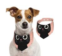 Bandana d'été pour chien avec visage de chat noir avec grands yeux, bandana d'été lavable et réglable pour chien de taille moyenne et grande taille