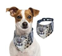 Bandana d'été pour chien, bandana d'été lavable et réglable avec motif léopard des neiges aux yeux bleus, bavoirs mignons pour chiens de taille moyenne et grande taille, chiots et chats de petite