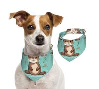 Bandana d'été pour chien loutre mignon dessin animé, lavable et réglable - Bavoirs triangulaires mignons pour chiens de taille moyenne et grande taille