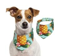Bandana d'été pour chien motif ananas tropical, lavable et réglable, bavoir triangulaire mignon pour chiens de taille moyenne et grande taille, chiots et chats de petite taille