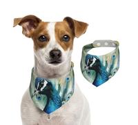 Bandana d'été pour chien motif paon mignon, lavable et réglable - Bavoirs triangulaires mignons pour chiens de taille moyenne et grande - Chiots et chats de taille M