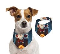 Bandana d'été pour chien, motif Père Noël dans la cheminée, lavable et réglable - Bavoirs triangulaires mignons pour chiens de taille moyenne et grande - Chiots et chats - Taille M