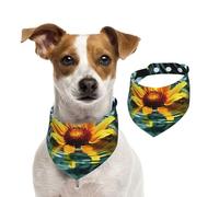 Bandana d'été pour chien, motif tournesol dans l'eau, lavable, réglable, triangle mignon pour animaux de compagnie pour chiens de taille moyenne et grande taille