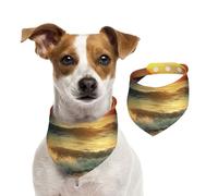 Bandana d'été pour chien motif vagues coucher de soleil - Lavable et réglable - Bavoirs triangulaires mignons pour chiens de taille moyenne et grande - Chiots et chats de petite taille