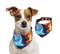 Bandana d'été pour chien Water and Fire - Lavable et réglable - Triangle - Bavoirs mignons pour animaux de compagnie - Pour chiens de taille moyenne et grande - Chiots et chats - Taille S