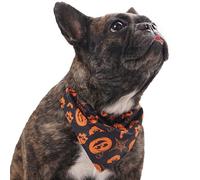 Bandana d'Halloween pour animal de compagnie, bavoir triangulaire réglable à dégagement rapide avec anneau en D, écharpe d'Halloween en forme de citrouille fantôme pour chat, chiot et chiens de petite