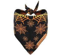 Bandana d'Halloween pour animaux de compagnie en tissu doux et respirant avec citrouilles, araignées, toile imprimée, décorations d'Halloween pour animaux de compagnie