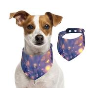 Bandana double face en coton pour chien, fille, garçon, lavable, motif jardin de lavande entouré de lucioles pour chiens de petite, moyenne et grande taille, unisexe, chiens, chats, animaux de