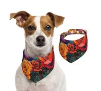 Bandana double face en coton pour chien, fille, garçon, lavable, motif rose avec écharpe riche pour chien de petite, moyenne et grande taille, unisexe, pour chiens, chats, animaux de compagnie de
