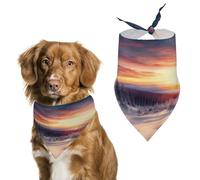 Bandana doux et respirant pour animaux de compagnie pour chiens et chats, écharpe légère en polyester pour l'hiver, la neige, le coucher du soleil, le paysage, parfait pour un style quotidien ou des