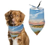 Bandana doux et respirant pour chiens et chats, paysage africain avec imprimé rivière du Nil et girafe en polyester léger, parfait pour un style quotidien ou des événements spéciaux
