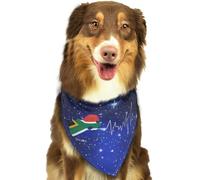 Bandana Doux pour Chien, Motif Drapeau sud-Africain, Carte du Pays, Contour, Battement de cœur, Afrique du Sud, Foulard Triangulaire, Accessoires pour Animaux de Compagnie pour Chiens et Chats 13