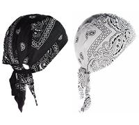Bandana duo paisley 1 noir 1 blanc homme femme moto serre tete