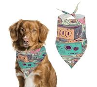 Bandana durable pour animal de compagnie, écharpe triangulaire imprimée illustration des années 90 pour chiens et chats, doux, élégant et facile à laver, idéal pour les promenades, les photos et plus
