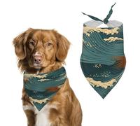 Bandana durable pour animaux de compagnie, papier peint japonais motif vague - Écharpe triangulaire pour chiens et chats, doux, élégant et facile à laver, idéal pour les promenades, les photos et plus