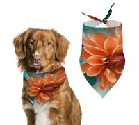 Bandana élégant pour chats et chiens, écharpe triangulaire à imprimé floral bleu sarcelle et orange, léger et durable, parfait pour un usage quotidien ou des événements spéciaux
