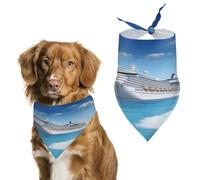 Bandana élégant pour chats et chiens, écharpe triangulaire imprimée bateau de croisière en bord de mer, léger et durable, parfait pour un usage quotidien ou des événements spéciaux