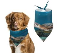 Bandana élégant pour chats et chiens, écharpe triangulaire imprimée tortue de mer, léger et durable, parfait pour un usage quotidien ou des événements spéciaux