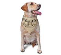 Bandana en papier pour chien avec notes de musique sur vieux papier - Accessoires pour chiens de petite et moyenne taille - Accessoire photo - Bandanas triangulaires réglables - Lavable - Foulard pour