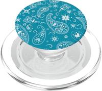 Bandana Floral bohème Bleu Cachemire esthétique féminine PopSockets PopGrip pour MagSafe