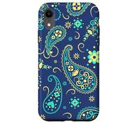 Bandana Floral bohème Bleu Jaune Cachemire esthétique pour Fille Coque pour iPhone XR