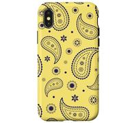 Bandana Floral bohème Jaune Bleu Marine Cachemire esthétique Coque pour iPhone X/XS