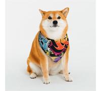 Bandana graffiti Hip Hop pour chien - Petite écharpe réglable pour chien - Bavoirs triangulaires réversibles - Lavable - Mouchoir quotidien pour chien de taille moyenne et grande - Cadeau