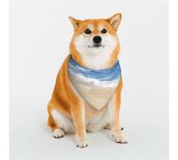 Bandana imprimé vue sur la plage océan pour chiens et chats, tissu élastique doux respirant pour un usage quotidien