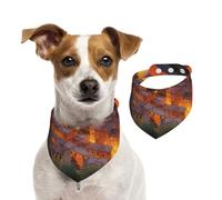 Bandana italien pour chien - Motif coucher de soleil - Réglable - Lavable - Double face - En coton - Triangle - Pour chiens et chats - Accessoires de costume pour chiot - Taille M