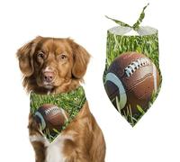 Bandana marron pour chien motif football vert d'herbe pour nourrir et toiletter, bavoirs triangulaires lavables pour animaux domestiques pour chats et chiens