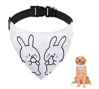 Bandana mignon pour chien Mochi mangeant un lapin avec sangle réglable et anneau en D - Bavoirs triangulaires pour animaux de compagnie - Accessoires pour chiens, chiots, chats - Décoration lavable en