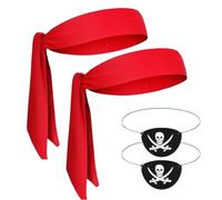 Bandana pirate rouge avec cache-œil pour Halloween et costumade | Accessoires de costume de pirate pour Halloween, fête, festival, bal masqué, vacances, cosplay, spectacle, carnaval