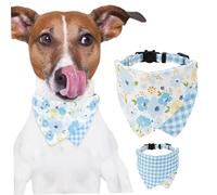 Bandana pour Chat, Collier Bandana pour Chat, Double Face détachable avec Cloche, Collier Mignon à Carreaux de Fleurs Florales, réglable pour Chats, Chiots, Chiots
