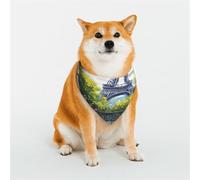 Bandana pour Chien à Motif Eiffel et café Parisien, Bandana Triangulaire Ajustable pour Chiens et Chats - Grande Taille