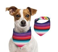 Bandana pour chien à rayures mexicaines colorées - Écharpe réglable pour animaux domestiques - Bandana lavable double face en coton triangulaire pour chiens et chats - Accessoires de costume pour