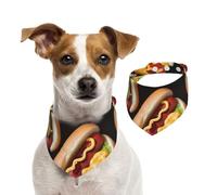 Bandana pour chien amusant Hot Dogs Écharpe réglable pour animaux de compagnie Bandanas lavables double face pour animaux de compagnie Foulard triangle en coton pour chiens et chats Accessoires de