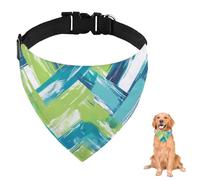 Bandana pour chien aquarelle bleu vert avec sangle réglable et anneau en D - Bavoirs triangulaires pour animaux de compagnie - Vêtements et accessoires pour chiens, chiots, chats, décoration lavable
