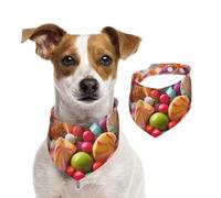 Bandana pour chien arc-en-ciel Candy - Réglable - Lavable - Double face - En coton - Triangle - Pour chiens et chats - Accessoires de costume pour chiot - Taille M