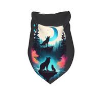 Bandana pour Chien Artistic Moon Valley Wolf Printed Respirant Bavoirs Triangulaires Décorer Triangle Dog Scarf pour Petit Moyen Grand Séances Photo 30X70Cm