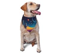 Bandana pour Chien Astronaut in A Space Suit on The Planet Print Triangle Dog Scarf Décorer Bandana Pets Chat Bavoirs Triangulaires pour Petit Moyen Grand Accessoires 30X70Cm