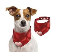 Bandana pour chien avec cœurs - Réglable - Lavable - Double face - En coton - Triangle - Pour chiens et chats - Accessoires de costume pour chiot - Taille S