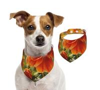 Bandana pour chien avec fleurs de souci - Écharpe réglable pour animaux de compagnie - Bandana lavable double face en coton pour animaux de compagnie - Écharpe triangulaire en coton pour chiens et