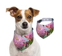 Bandana pour chien avec fleurs - Réglable - Lavable - Double face - En coton - Triangle - Pour chiens et chats - Accessoires de costume pour chiot - Taille L