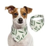 Bandana pour chien avec fleurs vertes, herbes et feuilles de sauge, bandana réglable pour animaux de compagnie, bandanas lavables double face en coton pour animaux de compagnie, écharpes triangulaires
