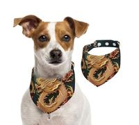 Bandana pour chien avec fond de dragon - Réglable - Lavable - Double face - En coton - Triangle - Pour chien et chat - Accessoires de costume pour chiot - Taille M