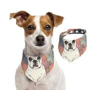 Bandana pour chien avec imprimé bouledogue français - Écharpe réglable pour animaux domestiques - Bandana lavable double face en coton triangulaire pour chiens et chats - Accessoires de costume pour