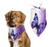 Bandana pour chien avec imprimé papillon violet - Bavoirs pour chien lavables en polyester - Bandana triangulaire pour chiens de petite, moyenne et grande taille
