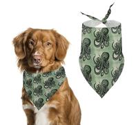 Bandana pour chien avec imprimé pieuvre verte - Bavoirs pour chien lavables en polyester - Bandana triangulaire pour chiens de petite, moyenne et grande taille
