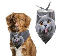 Bandana pour chien avec langue qui sort de la langue bleue pour nourrir et toiletter - Bavoirs triangulaires lavables pour animaux domestiques pour chats et chiens