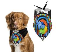 Bandana pour chien avec motif éléphant arc-en-ciel, écharpe triangulaire et bavoir, accessoire pour animaux de compagnie (chiens et chats de taille moyenne à grande), symbole de sensibilisation à l'au
